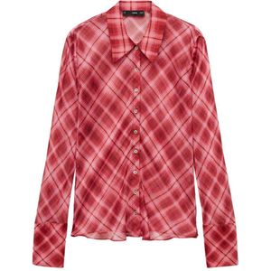 Mango geruite blouse rood