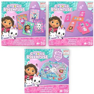 Gabby's Dollhouse Gabby's Poppenhuis Spellen & Puzzel Pakket - PopUp Spel, Kaartspel, Domino's