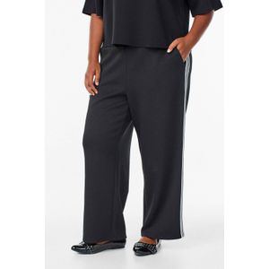 Zizzi wide leg high waist gestreepte broek zwart