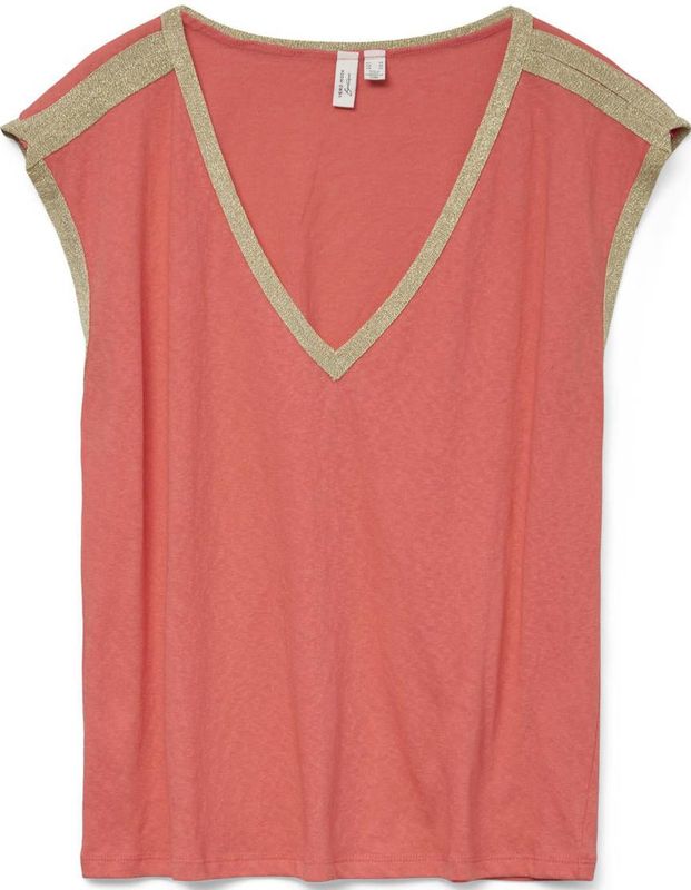 VERO MODA top koraalrood met glitter