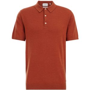 WE Fashion Van Gils gebreide polo van merinowol roasted