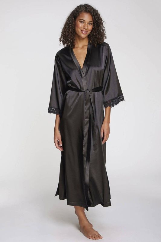 Lascana satijnen kimono zwart