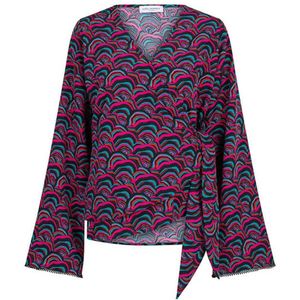 Lofty Manner overslag top met all over print roze/zwart/blauw