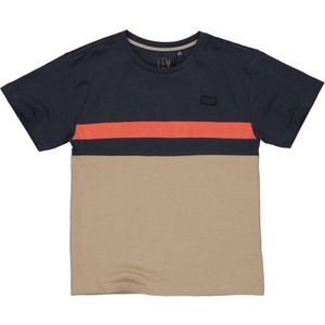 LEVV T-shirt KAS donkerblauw/rood/kameel
