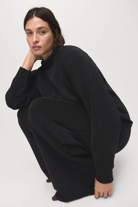 Mango - Wide Leg Regular Waist - Joggingbroek - Zwart