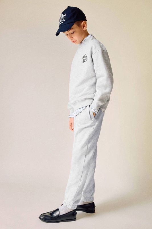 Mango Kids sweater met backprint grijs