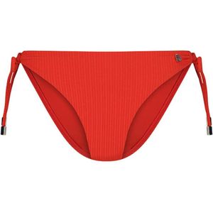 Beachlife strik bikinibroekje met ribstructuur rood