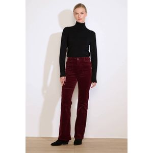 LOLALIZA corduroy straight high waist broek donkerrood