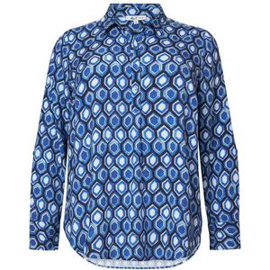 Miss Etam Plus blouse met all over print blauw/ wit / zwart