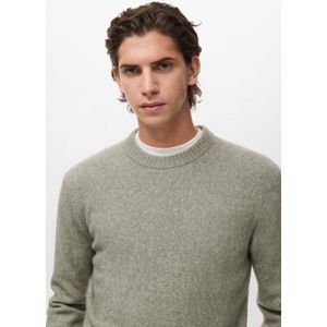 Mango Man trui met wol fijn gebreid groen