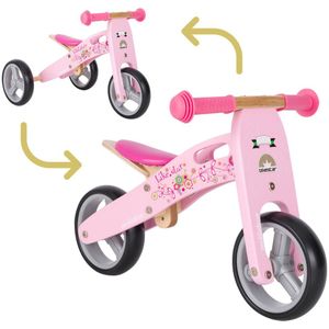 BikeStar mini loopfiets 2 in 1, hout, roze