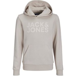 JACK & JONES JUNIOR hoodie JJECORP met tekst ecru