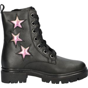 Nelson Kids leren veterboots zwart