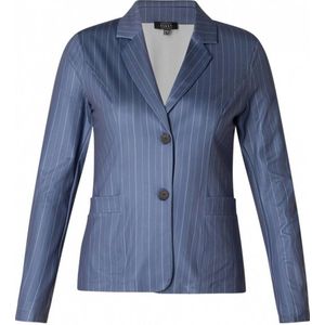 ES&SY gestreepte getailleerde blazer van travelstof blauw