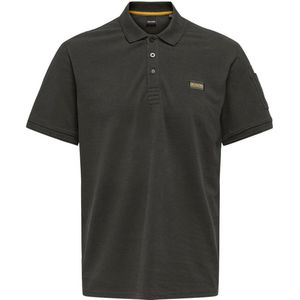 ONLY & SONS regular fit polo ONSDEVON met logo bruin