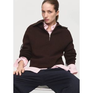 Mango schipperstrui donkerbruin