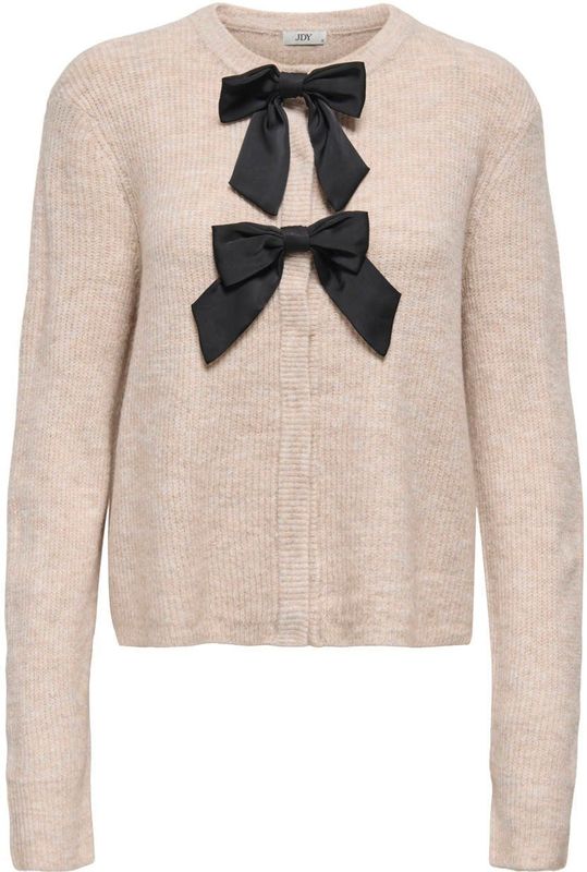 JDY - Vest - Gebreid - O-hals - Lange Mouwen - Knoopsluiting - Strik Detail