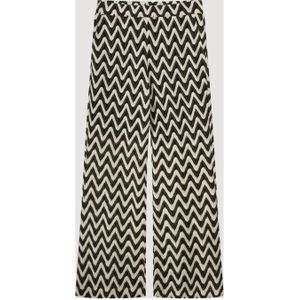 Summum straight fit broek met all over print zwart/ beige