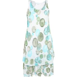 Paprika jurk met all over print mintgroen/wit/blauw