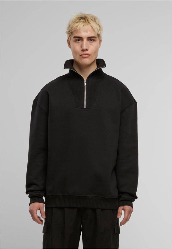 Urban Classics - Sweater - Zwart - Oversized Fit - Lange Mouw - Korte Rits