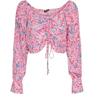 PIECES gebloemde crop top PCARINE roze