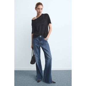 Mango high waist straight leg jeans medium blue denim