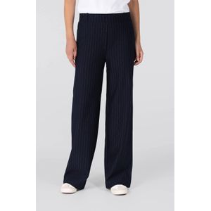 Jansen - Aleida - Wide Leg Pantalon - Donkerblauw - Krijtstreep