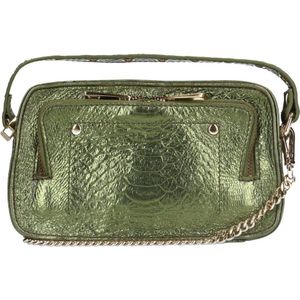 Sacha metallic leren crossbody tas groen