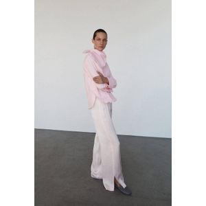 Mango wide leg regular waist casual broek lichtroze