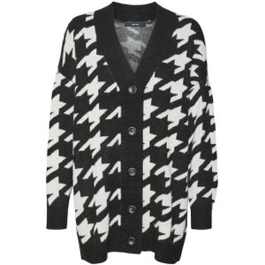 VERO MODA vest VMMIRA met pied-de-poule zwart/ecru