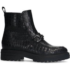 No Stress leren enkelboots met crocoprint zwart