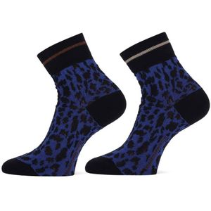 Marcmarcs sokken Sammy met panterprint - set van 2 donkerblauw