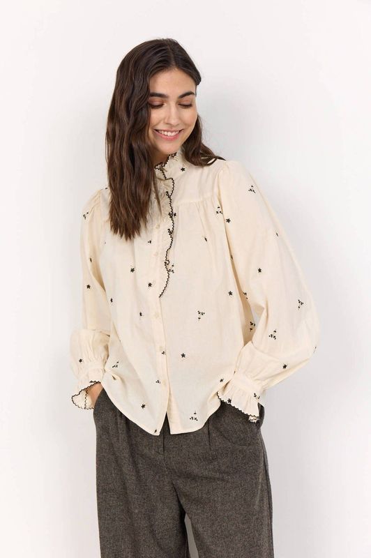 Regular fit overhemdblouse met opstaande kraag, model 'VIBEN'