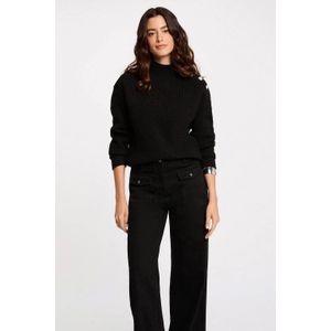 Morgan - Gebreide Trui - Zwart - Rib Gebreid