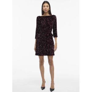 VILA korte jurk met pailletten donkerrood