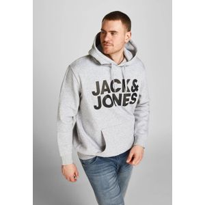 JACK & JONES PLUS SIZE hoodie JJECORP Plus Size met logo light grey melange