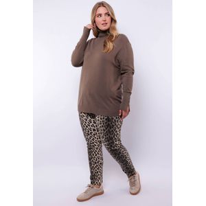 Exxcellent tapered regular waist broek met panterprint lichtbruin
