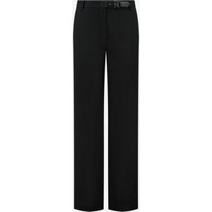 NIKKIE high waist straight fit pantalon Andorra met krijtstreep zwart