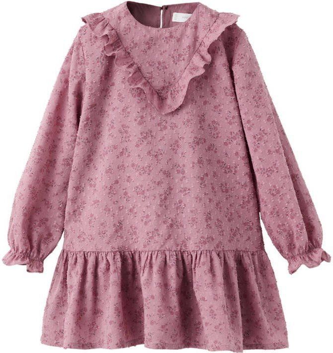 Mango Kids gebloemde blousejurk roze