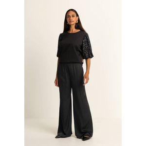 Expresso wide leg high waist pantalon zwart