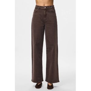 PIECES - High Waist Wide Leg Jeans - Bruin