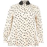 Blouse - DOTTY - Licht Glanzend - Polkadotprint - Zwarte Kanten Kraag