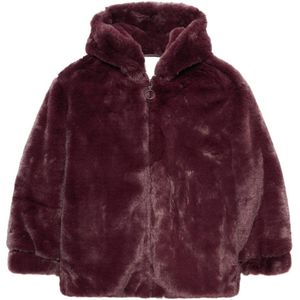 Mango Kids faux fur jas donkerrood