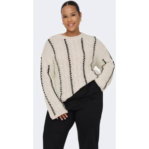 ONLY CARMAKOMA - CARTESSA CABEL STITCH LS O-NECK KNT - Dames - Gebreide Pullover