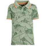 Orange Stars polo Miguel met all over print groen