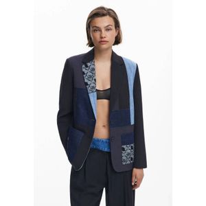 Desigual - Zwarte V-hals Blazer - Dames - Polyester - Met Zakken
