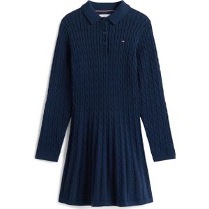 Tommy Hilfiger - CABLE SWEATER DRESS - Gebreide Jurk - Dark Night Navy - Kinderen tot 16 jaar