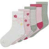 NAME IT MINI sokken - set van 5 grijs/roze/wit