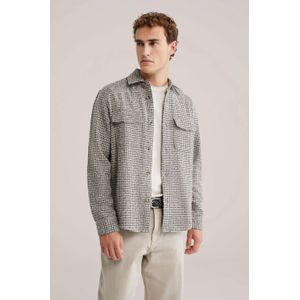 WE Fashion - Boxy Fit Overshirt - Heren - Wollen - Met Structuur