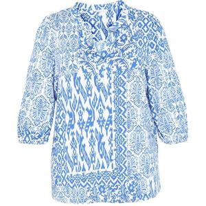 Paprika blousetop met all over print blauw/ecru